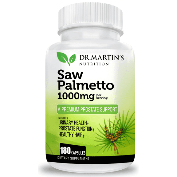 USA Grown 1000mg Saw Palmetto Prostate Supplement for Men & Women 180 Capsules | Saw palmetto for Women Hair Growth | Help Maintain Normal Urination Frequency & Natural DHT Blocker
