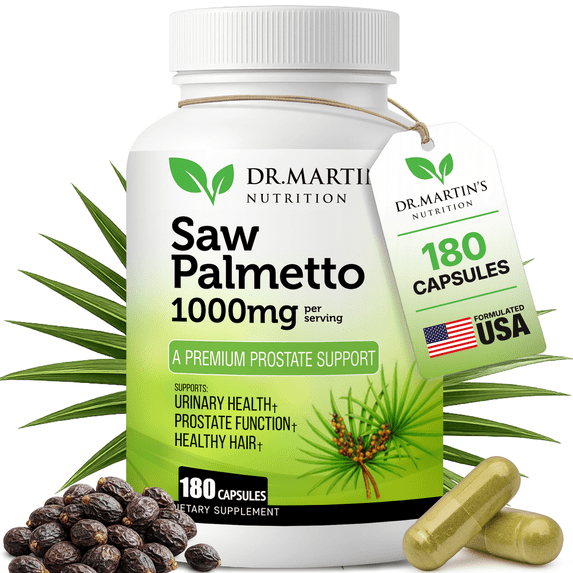 USA Grown 1000mg Saw Palmetto Prostate Supplement for Men & Women 180 Capsules | Saw palmetto for Women Hair Growth | Help Maintain Normal Urination Frequency & Natural DHT Blocker