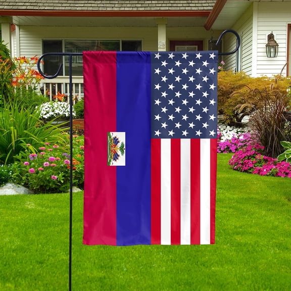 USA Haiti Friendship Memorial Day Patriotic Haitian Garden Flag, Double-Sided Outdoor Yard Decor 11.5 x 17.5 Inch