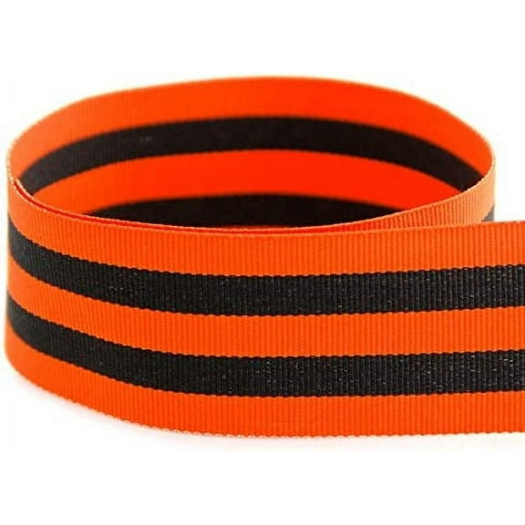 USA | Halloween American Made 7/8" Orange & Black Taffy Striped Grosgrain Ribbon 100 Yards - (Multiple Widths & Yardages Available)