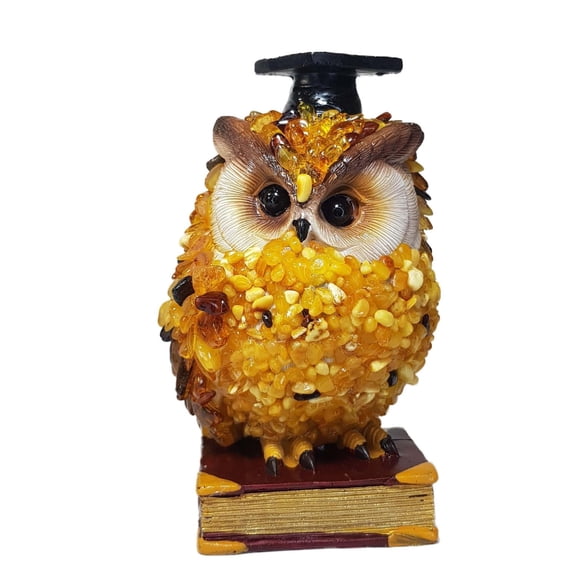 USA Handmade Amber Owl Figurine Natural Baltic Amber KIZIMA