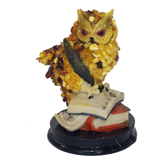 USA Handmade Owl Figurine Natural Baltic Amber KIZIMA