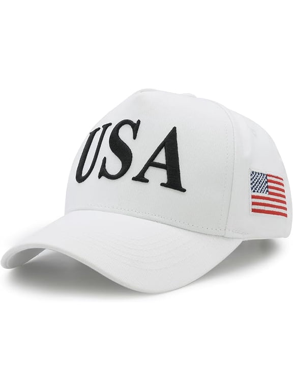 USA Hats for Men Women, American Flag Patriotic Baseball Cap, Adjustable 3D Embroidered Snapback Truck Dad Hat