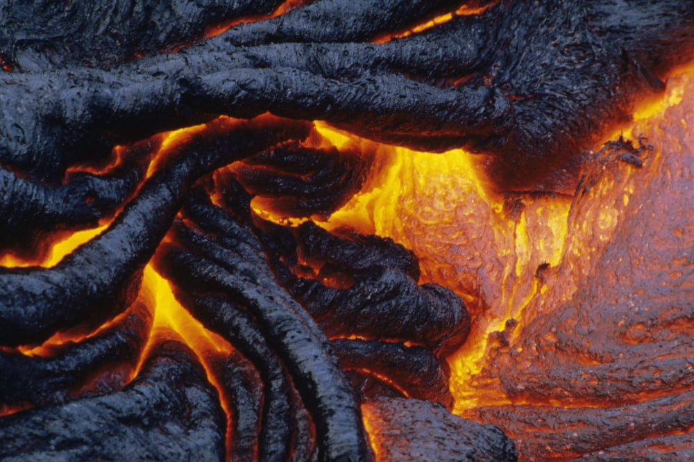USA Hawaii Big Island USA Volcanoes National Park Kilauea Hawaii East Rift Zone Close-Up Of Patterns In PahoehoeLava Canvas Art - Ron Dahlquist Design Pics (17 x 11)