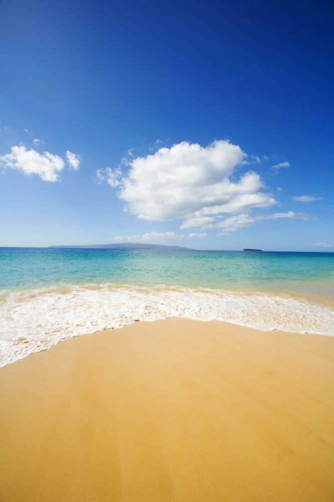 USA Hawaii Islands Maui Big Beach Makena Canvas Art - Ron Dahlquist Design Pics (22 x 34)