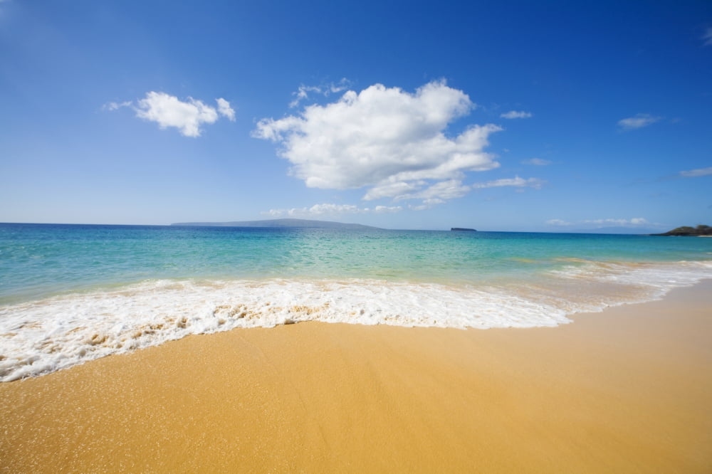 USA Hawaii Islands Maui Big Beach Makena Canvas Art - Ron Dahlquist Design Pics (34 x 22)