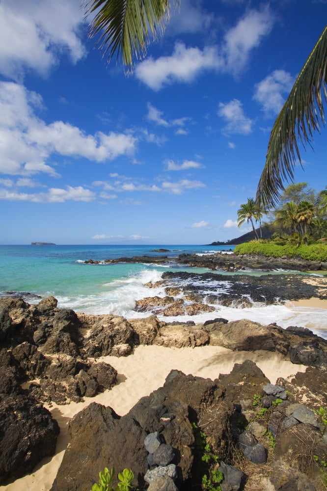USA Hawaii Islands Maui Maui Wai Or Secret Beach And Rocky Surroundings Makena Canvas Art - Ron Dahlquist Design Pics (22 x 34)