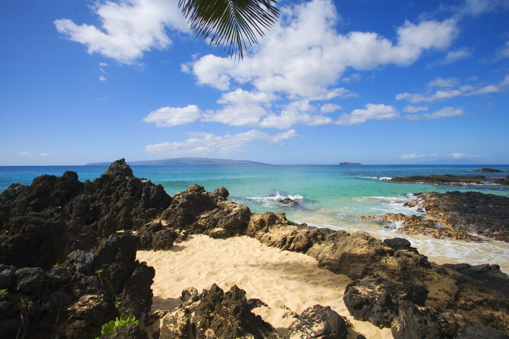 USA Hawaii Islands Maui Maui Wai Or Secret Beach And Rocky Surroundings Makena Canvas Art - Ron Dahlquist Design Pics (34 x 22)