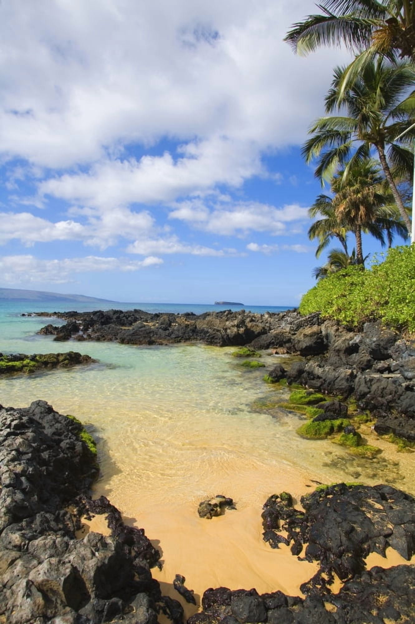 USA Hawaii Islands Maui Shallow Ocean Water Surrounded By Rocks Makena Maui Wai Or Secret Beach Canvas Art - Ron Dahlquist Design Pics (11 x 17)