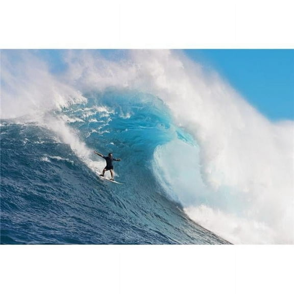 USA Hawaii Islands Maui Surfer On Huge Wave - Peahi-Jaws Poster Print - 18 x 12