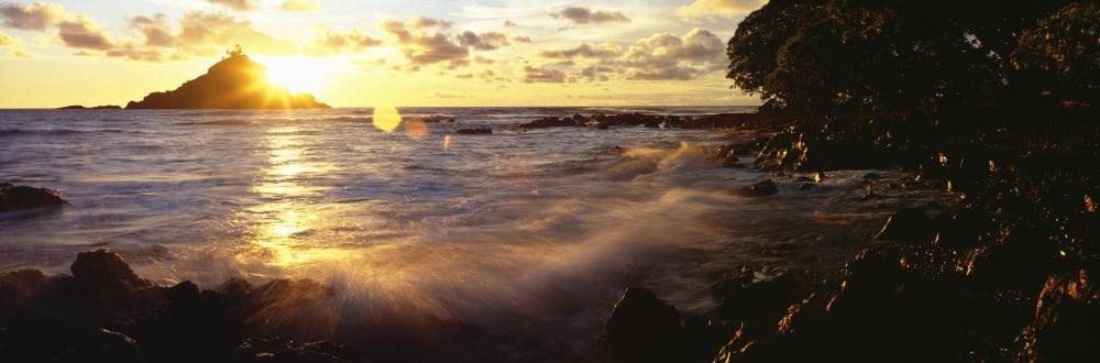 USA Hawaii Maui View Of Sunrise Bursting Over Alau Island From Hana Shoreline Hana Canvas Art - Carl Shaneff Design Pics (36 x 12)