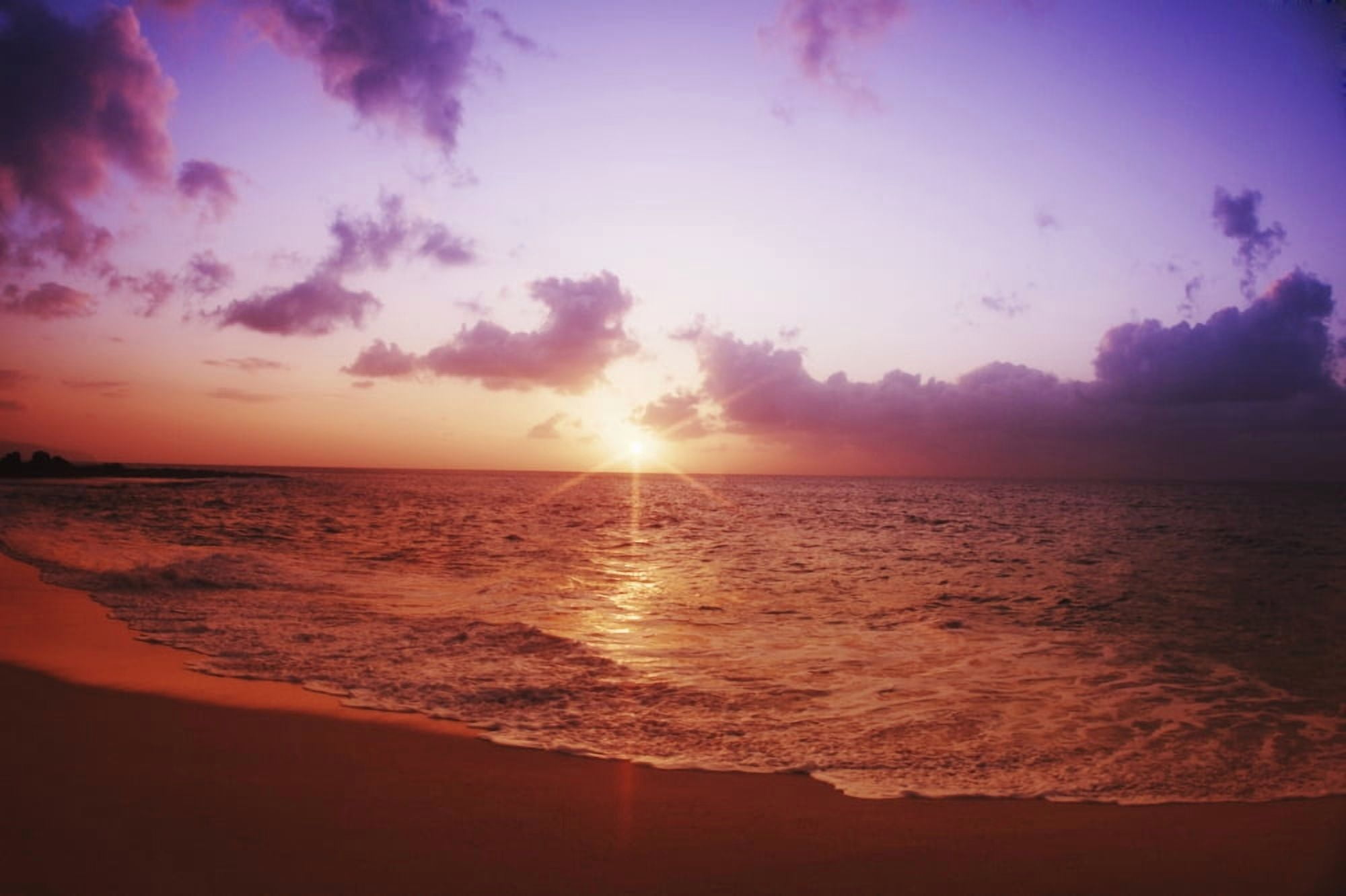USA Hawaii Oahu Sunset over Pacific Ocean North Shore Canvas Art - Vince Cavataio Design Pics (17 x 11)