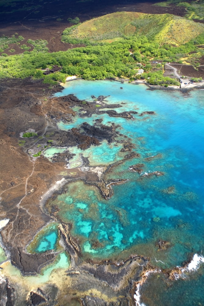 USA Hawaii view from above La Perouse Bay Ahihi Kinau Natural Preserve Canvas Art - Ron Dahlquist Design Pics (11 x 17)