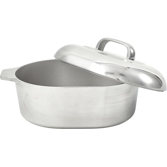 USA Heavy Duty Cajun Oval Aluminum Roaster 15, Silver