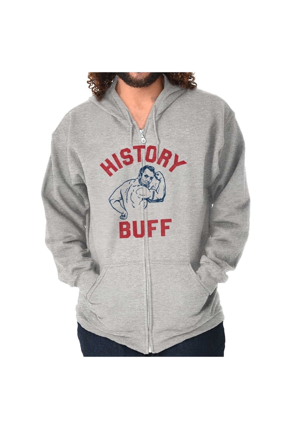 USA History Buff Abe Lincoln Joke Unisex Fleece Graphic Zip Up Hoodie Brisco Brands 4X