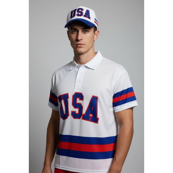 USA Hockey Adult Miracle on Ice 1980 Team Jersey Authentic White Polo