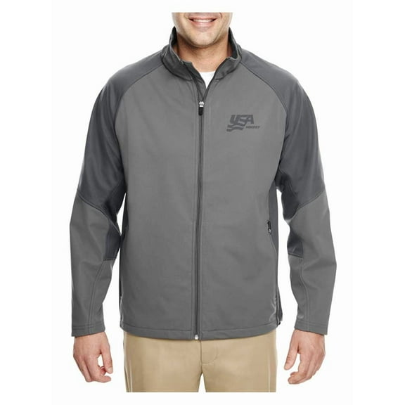 USA Hockey Mens Full Zip Performance Athletic Jacket Coat Two Tone (Gray, S)