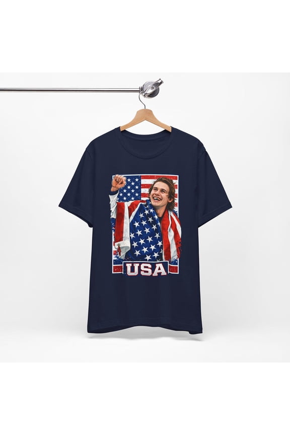 USA Hockey T-shirt, Patriotic hockey fan tee, Team USA inspired graphic t-shirt,Navy Color,Size 2XL