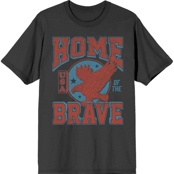 USA Home of the Brave Charcoal Men's Crew Neck Short Sleeve Tee-Large