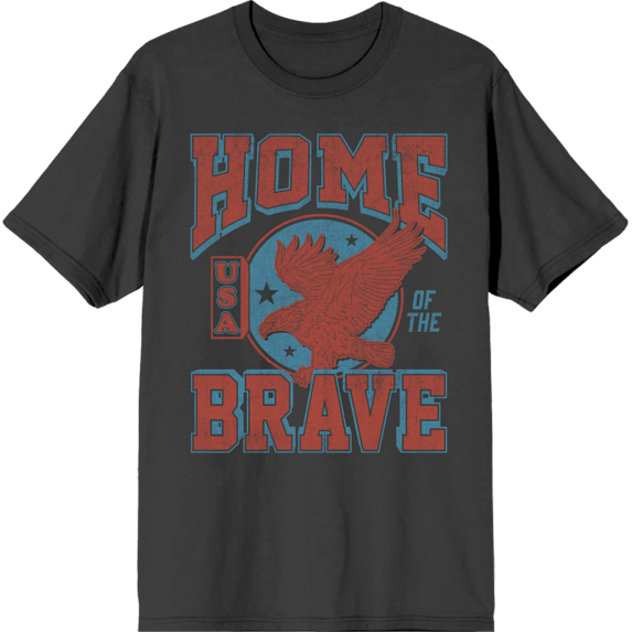 USA Home of the Brave Charcoal Men's Crew Neck Short Sleeve Tee-Medium