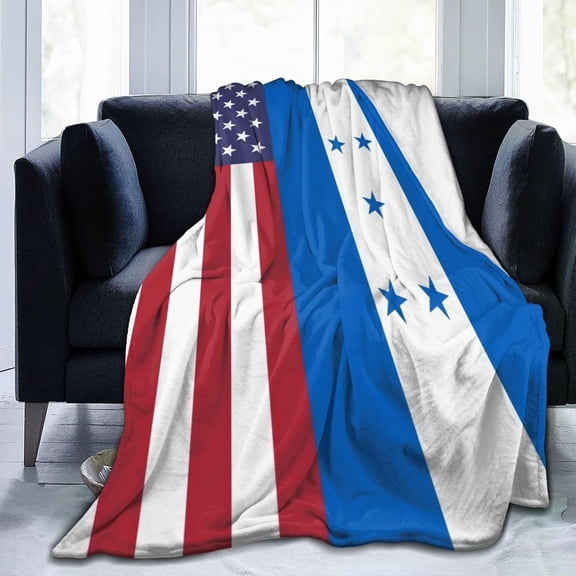 USA Honduras Mix Flag Throw Blankets for Couch & Bed, 80"X60" Fleece Blanket Flannel Blanket Super Soft & Warm Blankets for Fall and Winter Lightweight Fuzzy Cozy Microfiber Blankets
