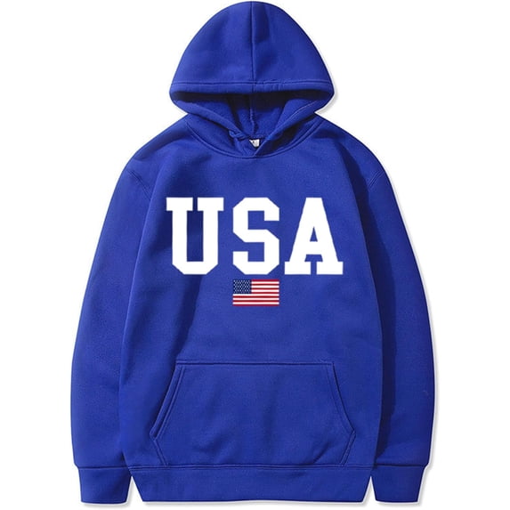 USA Hoodie Women Men Unisex Casual Graphic Patriotic American Flag Pullover Hoodie July 4th Drawstring Sweatshirt