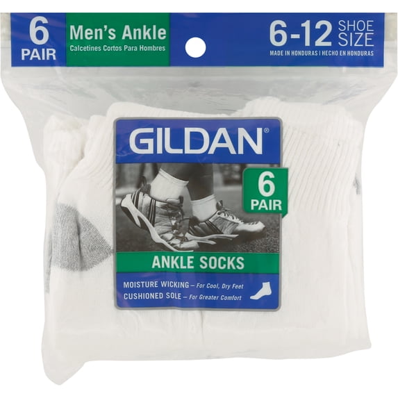 USA INC - Men's Quarter Socks, White, 6-Pk