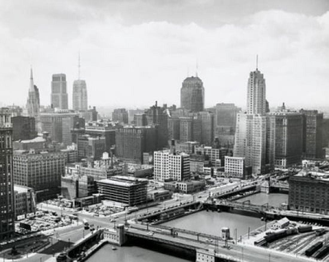 USA Illinois Chicago Chicago River high angle view of cityscape Canvas Art - (18 x 24)