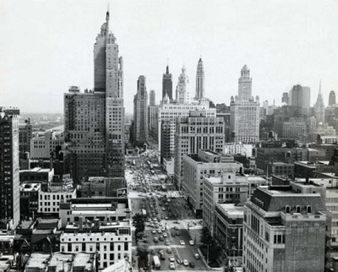 USA Illinois Chicago Michigan Avenue high angle view of cityscape Canvas Art - (18 x 24)