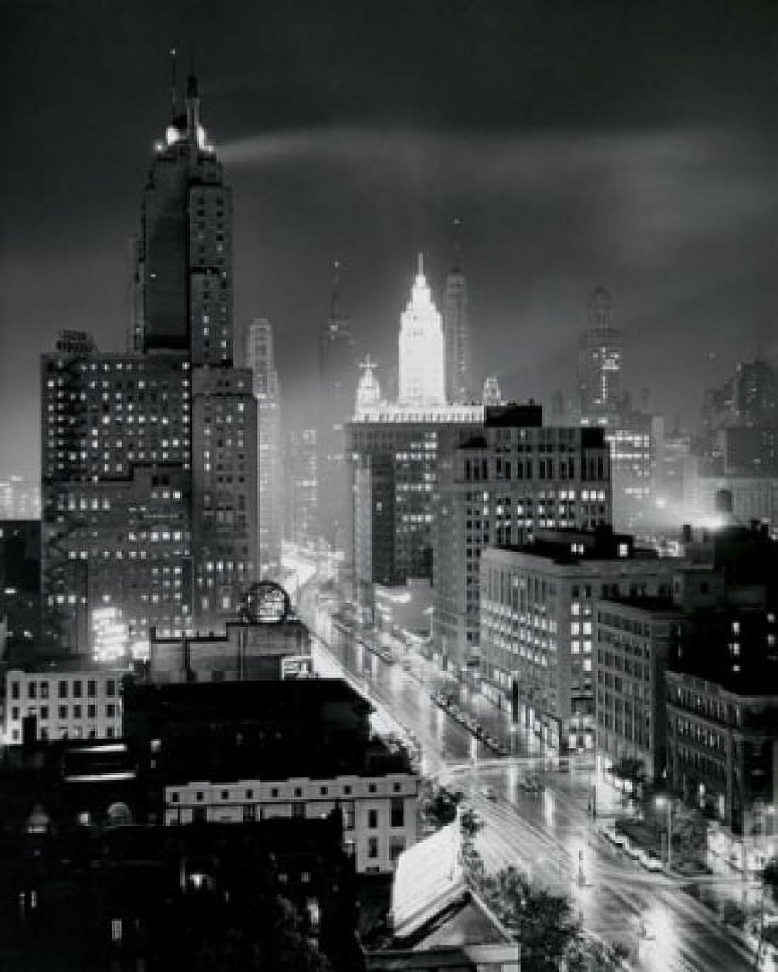 USA Illinois Chicago Michigan Avenue high angle view of cityscape by night Canvas Art - (18 x 24)