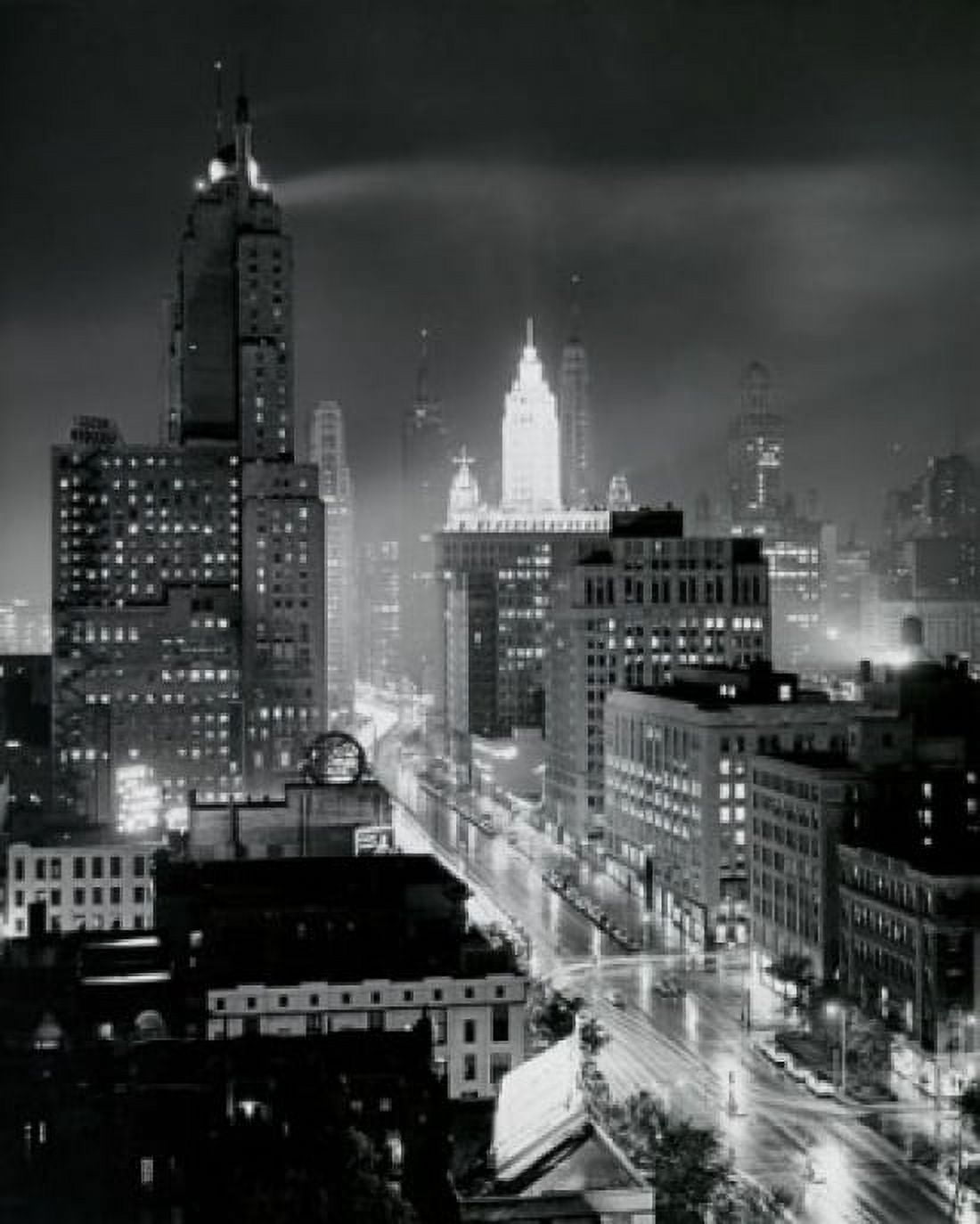 USA Illinois Chicago Michigan Avenue high angle view of cityscape by night Canvas Art - (24 x 36)