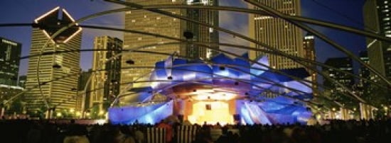 USA Illinois Chicago Millennium Park Pritzker Pavilion Spectators watching the show Canvas Art - Panoramic Images (36 x 13)