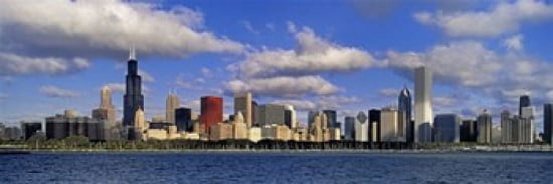 USA Illinois Chicago Panoramic view of an urban skyline by the shore Canvas Art - Panoramic Images (18 x 6)