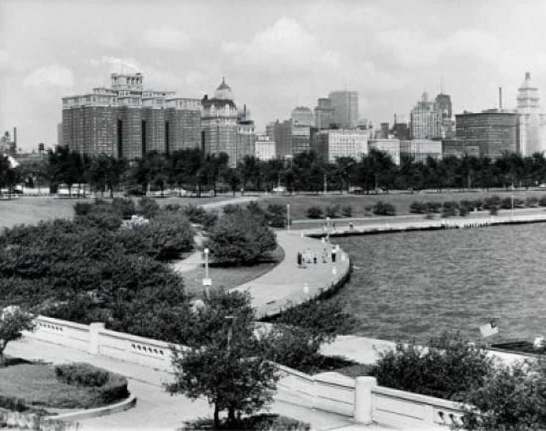 USA Illinois Chicago Trees in front of buildings Canvas Art - (24 x 36)