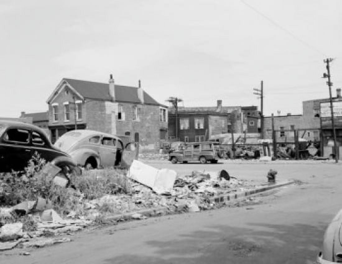 USA Illinois Chicago junk yard in suburban area Canvas Art - (18 x 24)