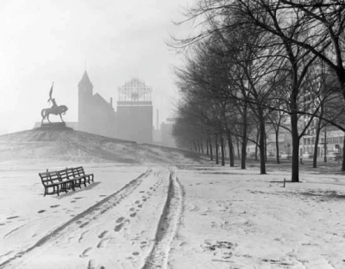 USA Illinois Chicago park in winter Canvas Art - (24 x 36)