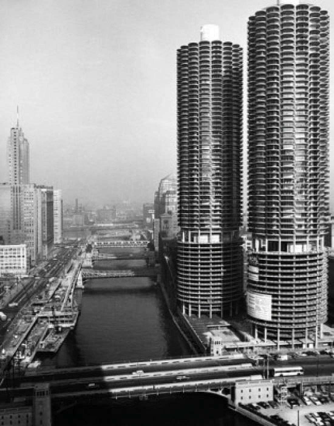 USA Illinois Chicago skyscrapers along Chicago River 1950s Canvas Art - (18 x 24)