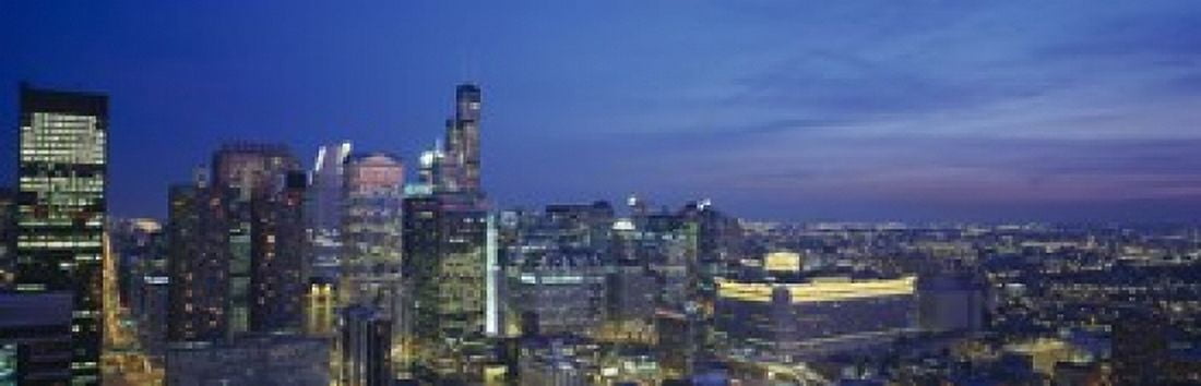 USA Illinois Chicago twilight Canvas Art - Panoramic Images (18 x 6)