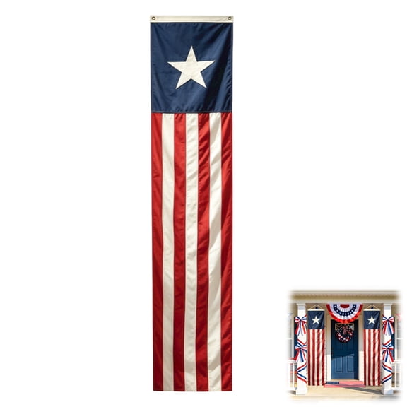 USA Independence Day American 250th Flag Banner 20x96 Inch Vertical Star Pull Flag July 4th Patriotic Indoor Outdoor Decor (1PC)