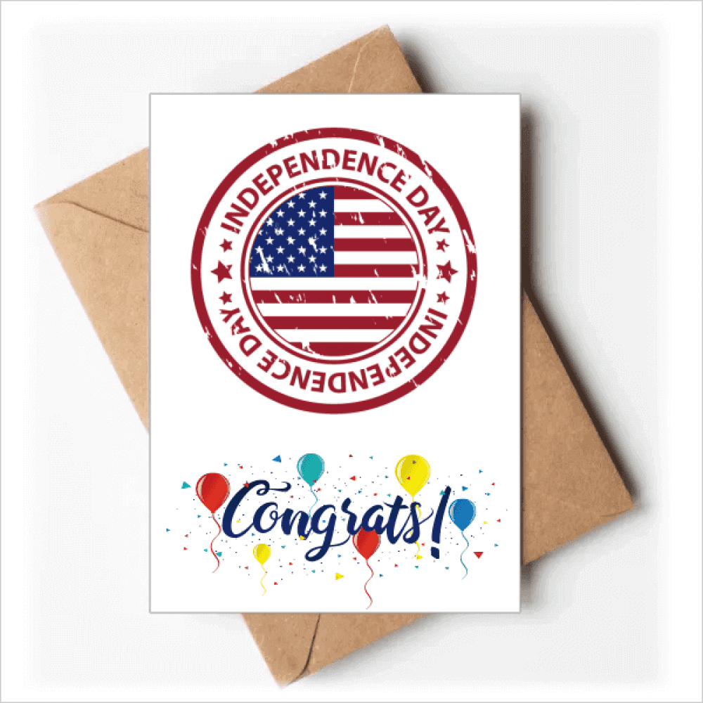 USA Independence Day Flag Red Postmark Wedding Cards Congratulations