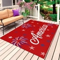 thumbnail image 1 of USA Independence Day Outdoor Rug for Patio/Deck/Porch, Non-Slip Large Area Rug 3 x 5 Ft, Red Fireworks Stars Indoor Outdoor Rugs Washable Area Rugs, Reversible Camping Rug Carpet Runner, 1 of 8