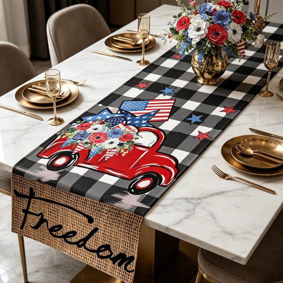 USA Independence Day Table Flag Patriotic Decor for Dining Table and Coffee Table American Style Printed Flag for Fourth of July Celebrations Home Party and Festive Events Decorations