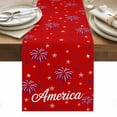 thumbnail image 1 of USA Independence Day Table Runner - 70 Inch Long, Kitchen Dining Table Runner Dresser Scarves, Red Fireworks Stars Farmhouse Decor for Coffee Tables Wedding Party Banquet, 1 of 8