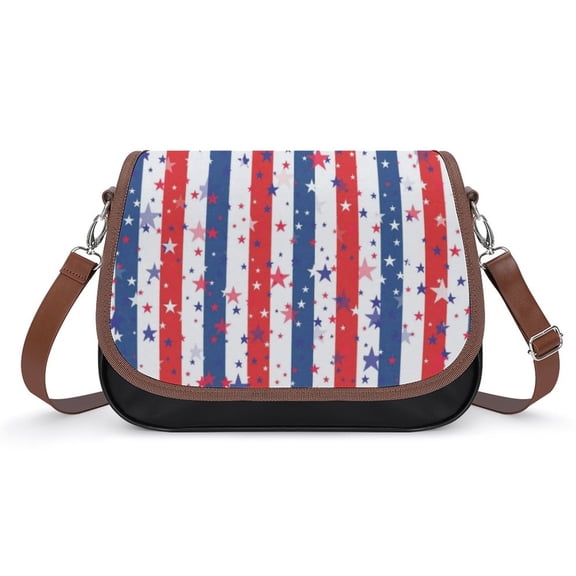 USA Independence Day Vintage Crossbody Bag for Women Medium Leather Hobo Bags Shoulder Bag Classic City Leather Satchels