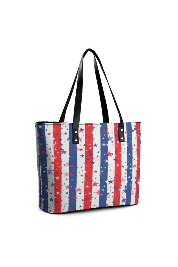 USA Independence Day Woman Leather Handbags Large Tote Bag Fashion Portable Handbags With Zipper