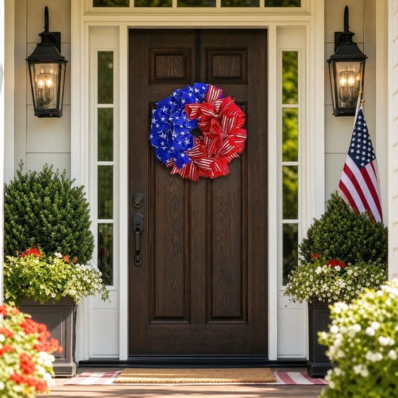 USA Independence Day Wooden Wall Sign 8x6 Inch, Patriotic Uncle Sam Hanging Decor for 4th of July Home Porch
