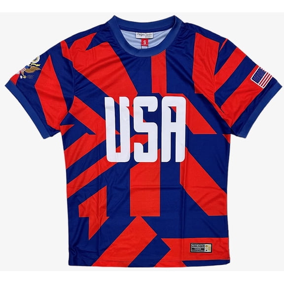 USA International Team Men's 1990 Retro Soccer Jersey by Headgear Classics (Large, Red/Blue/White)