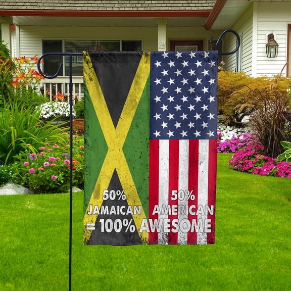 USA Jamaica Friendship Half Flag Patriotic Jamaican Garden Flag, Double-Sided Outdoor Yard Decor 11.5 x 17.5 Inch