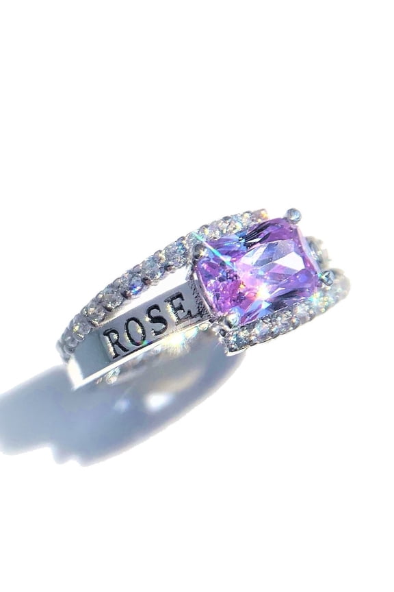 USA Jour Nouveau Customized Class Rings for Women High School or College Graduation Rings, Modern Design -Platinum Plated Sterling Silver