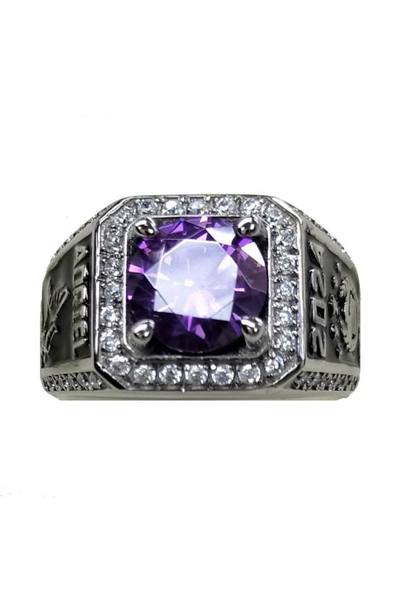 USA Jour Nouveau Customized Men's Class Ring for High School or College Graduation Rings -Gun Metal Plated Sterling Silver